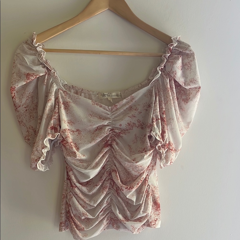 Romantic Ruffled Red and White Top